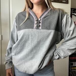 Vintage 90s Y2K Blast Henley Detail Pullover Two Toned Crewneck Sz L